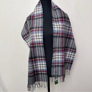 Shepherds Land Mens One Size Lambswool Tartan Fringe Scarf
